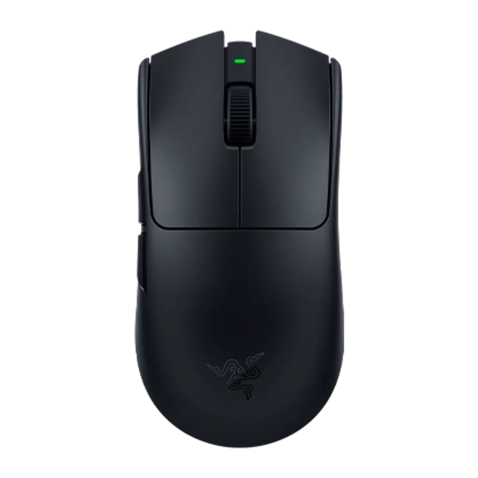 Black Razer Viper V4 Pro gaming mouse, viewed from above.
