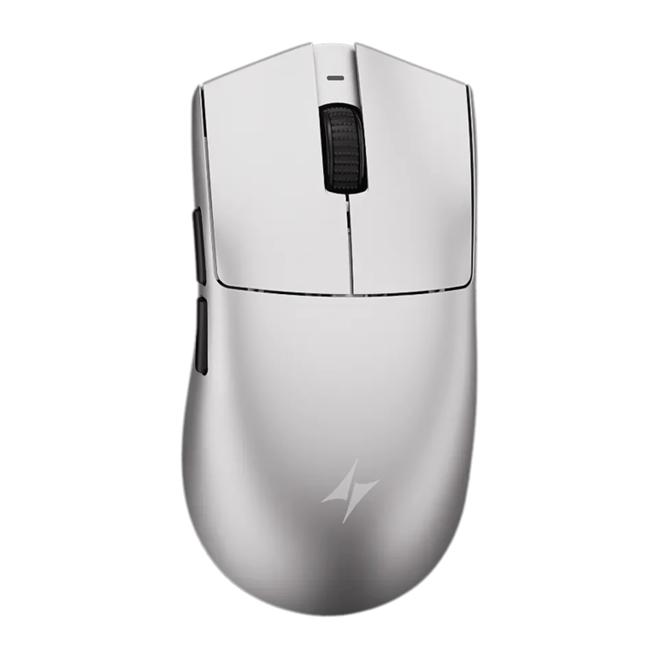 ATK Blazing Sky X1 Metallic Silver gaming mouse, viewed from above.