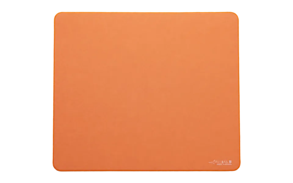 Orange ARTISAN Ninja FX Zero XSoft XL mousepad, viewed from above.